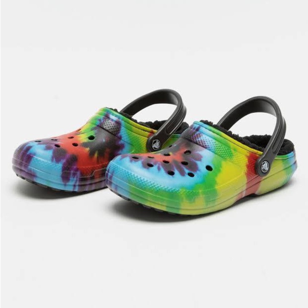 Tie Dye Crocs With Fur Inside